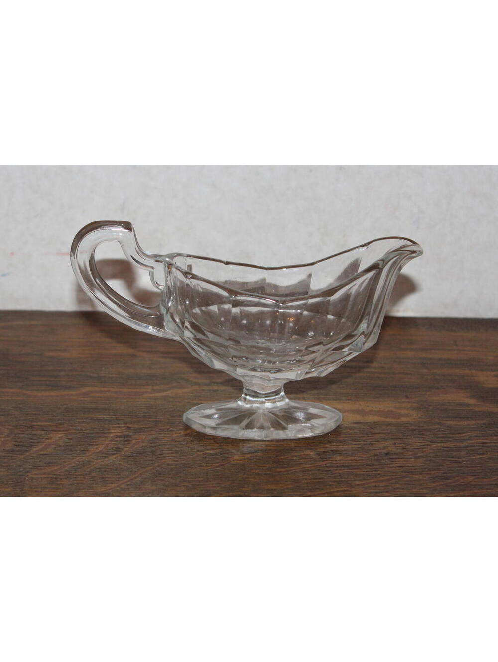 Vintage Clear Glass Flute Narrow Gravy Sauce Boat